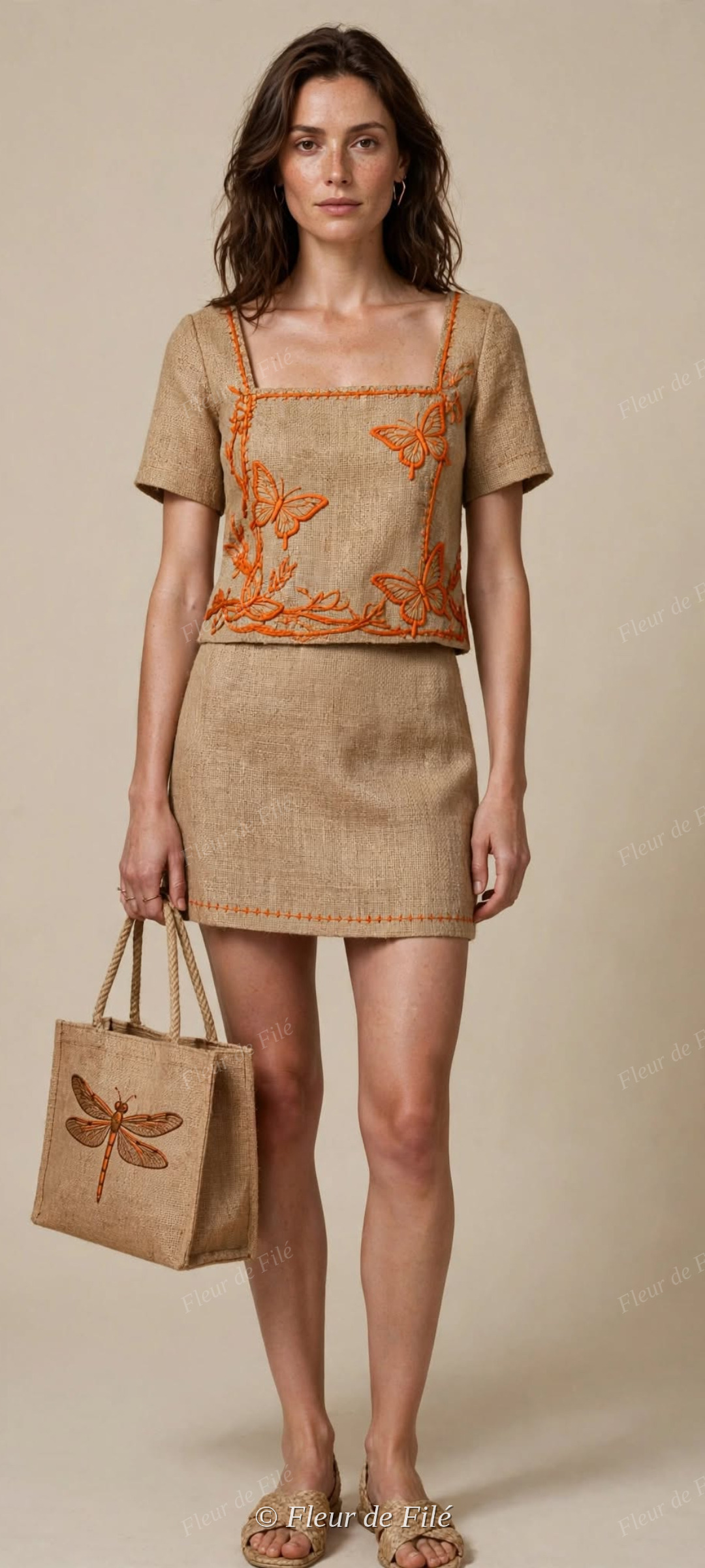 Jute Mini Skirt for Women - Papillons d'Or