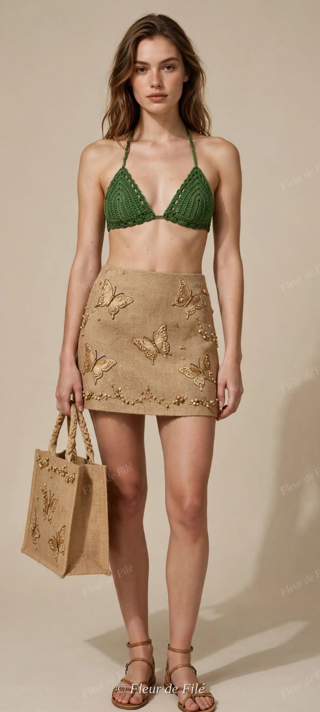 Jute Mini Skirt for Women - Papillons d'Or