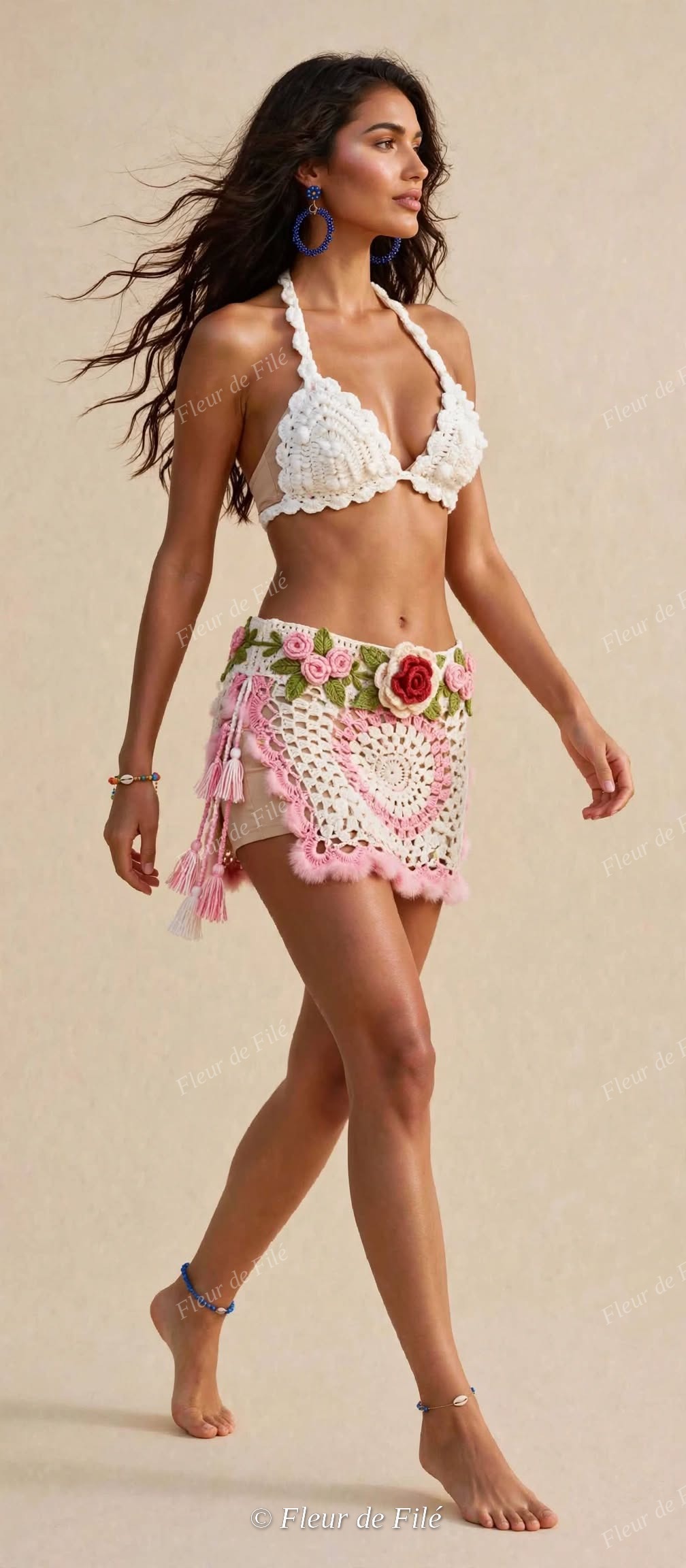 Pink Crochet Bikini Set - Rose Dentelle