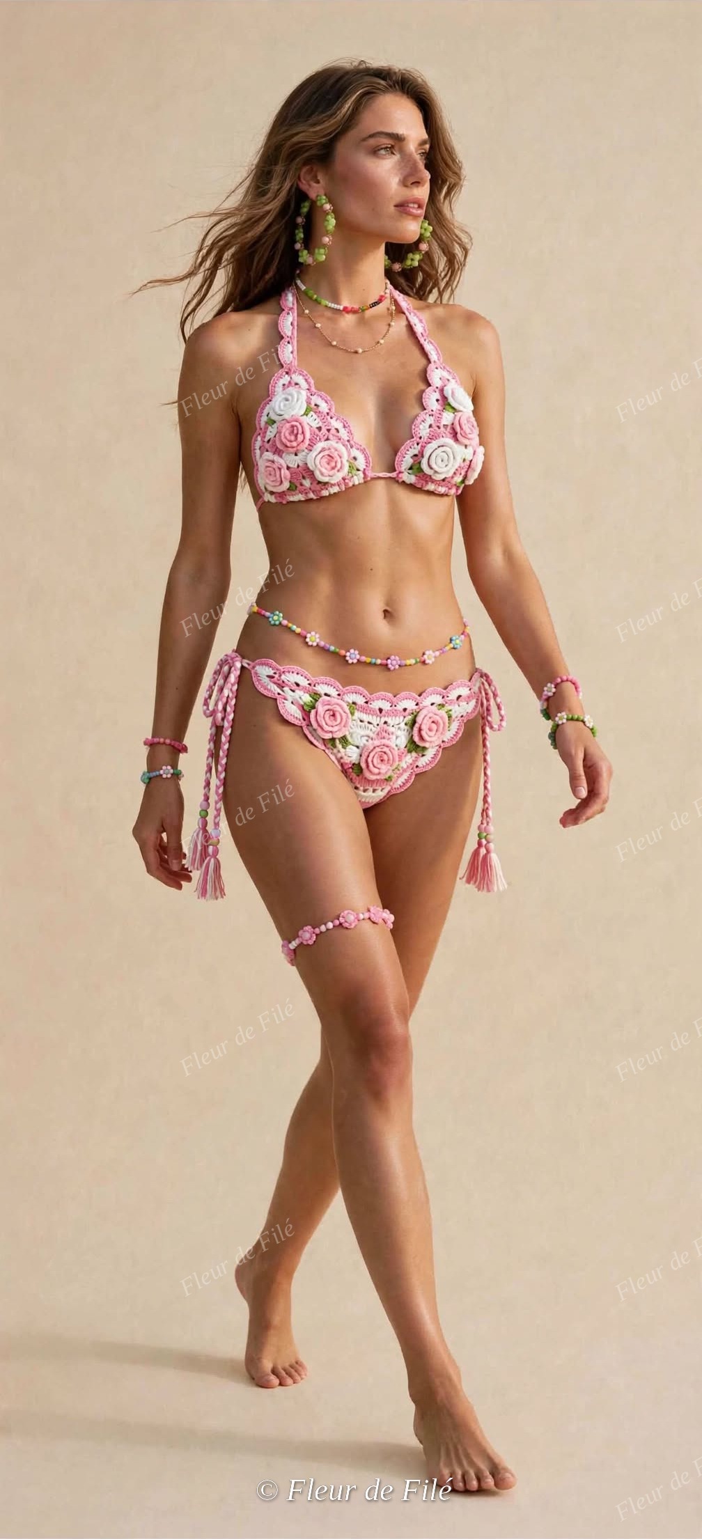 Pink Crochet Bikini Set - Rose Bonbon